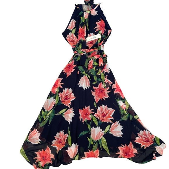 NWT Eliza J Floral Handkerchief Style Hem Dress- Size 6 - Picture 6 of 10